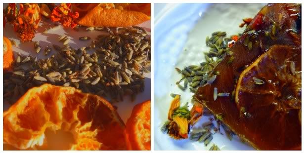 DIY Scent Tablets and dried aromatics orange French lavender dried flowers petals