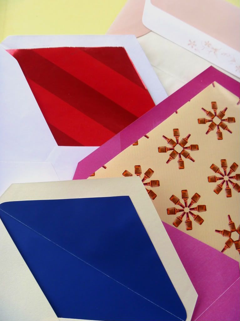 pretty envelopes lined with recycled gift wrap
