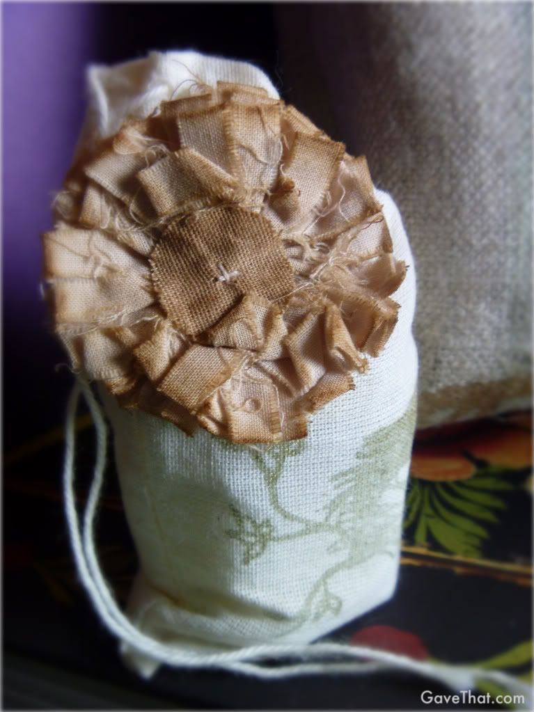 mam for gift wrap blog gave that Soolip tea stained recycled cotton flower on objects with purpose cotton gift bag