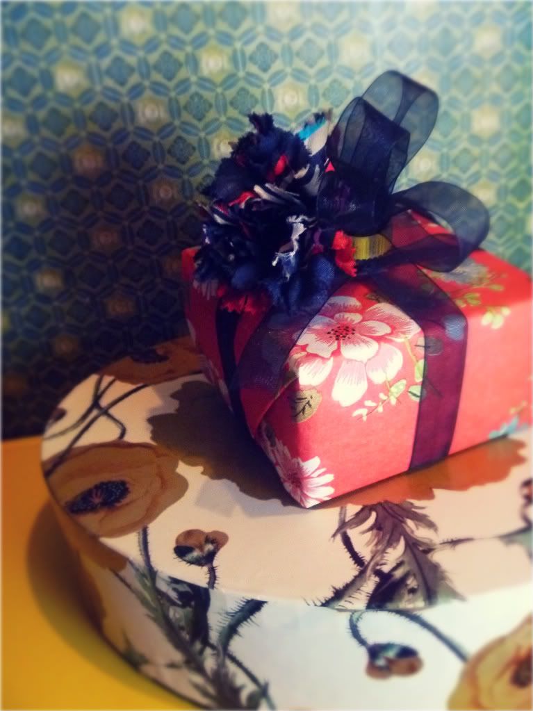 mam for gave that vintage tissue paper wrapped fabric flower wrapped gift box