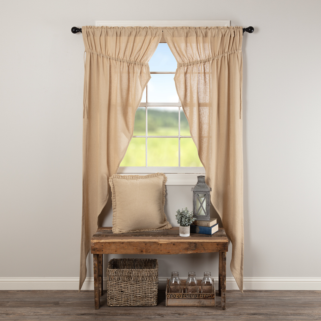 Burlap Vintage Lt Tan Khaki Soft Country Cottage Window Long