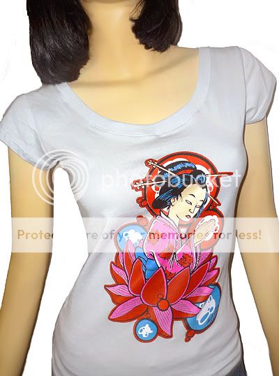 Geisha Japan Tattoo rockabilly Shirt Rückenfrei grau S