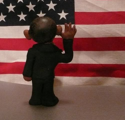 Back of Barack Obama clay figure by Van Donovan