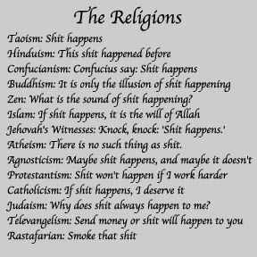 Shit happens, according to various religions
