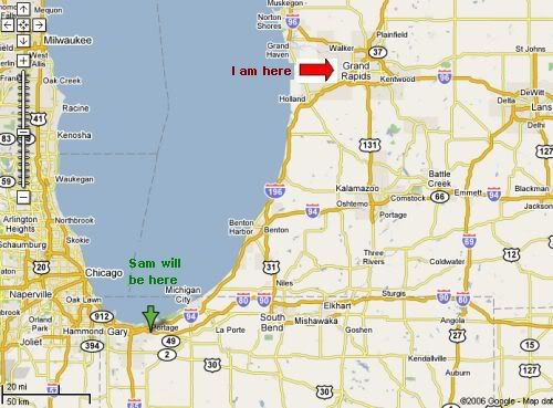 Distance between Sam and Christine on Sept 2