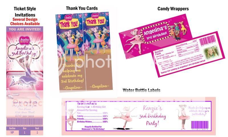 Angelina Ballerina Birthday Party Ticket Invitations Supplies and 