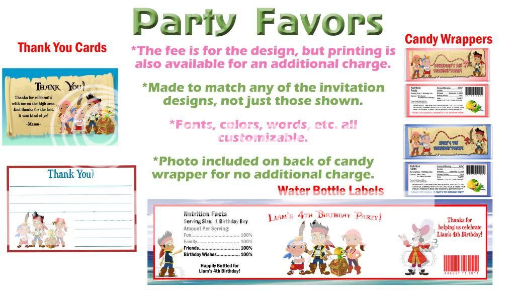 Jake and The Neverland Pirates Birthday Party Ticket Invitations Supplies Favors