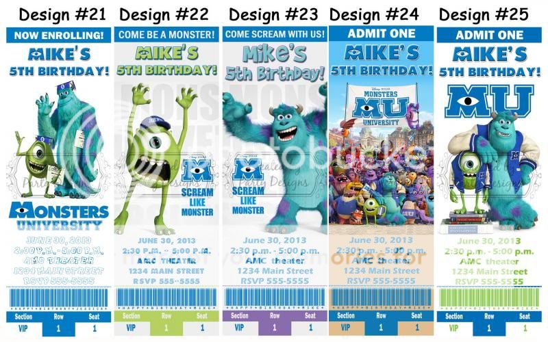 Monsters Inc Inc 2 Movie Birthday Party Ticket Invitations Supplies