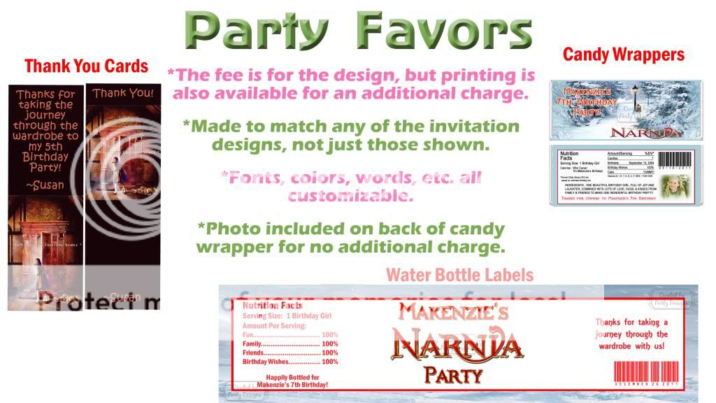 Narnia The Lion Witch Wardrobe Birthday Party Ticket Invitations Supplies Favors