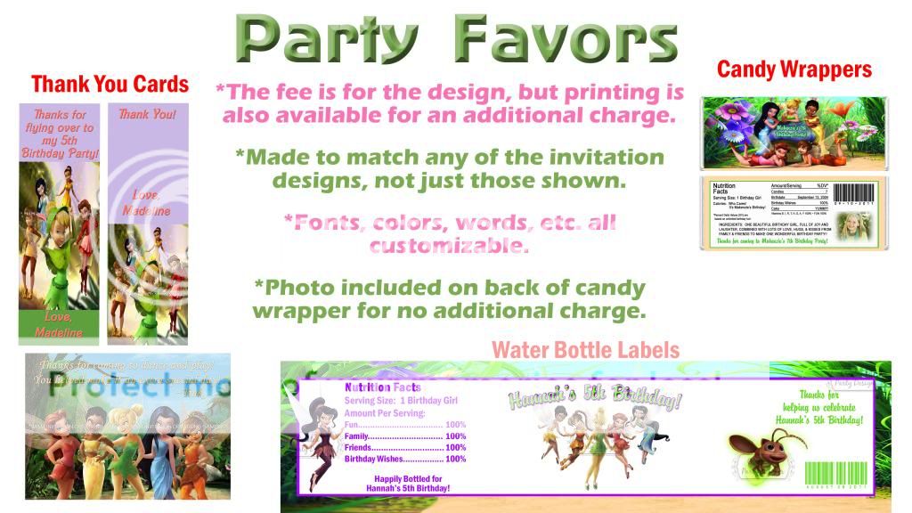 Tinkerbell Fairies Fairy Birthday Party Ticket Invitations Supplies Favors