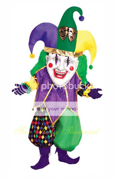 Mardi Gras Jolly Jester Halloween Costume Masquerade Party Mascot