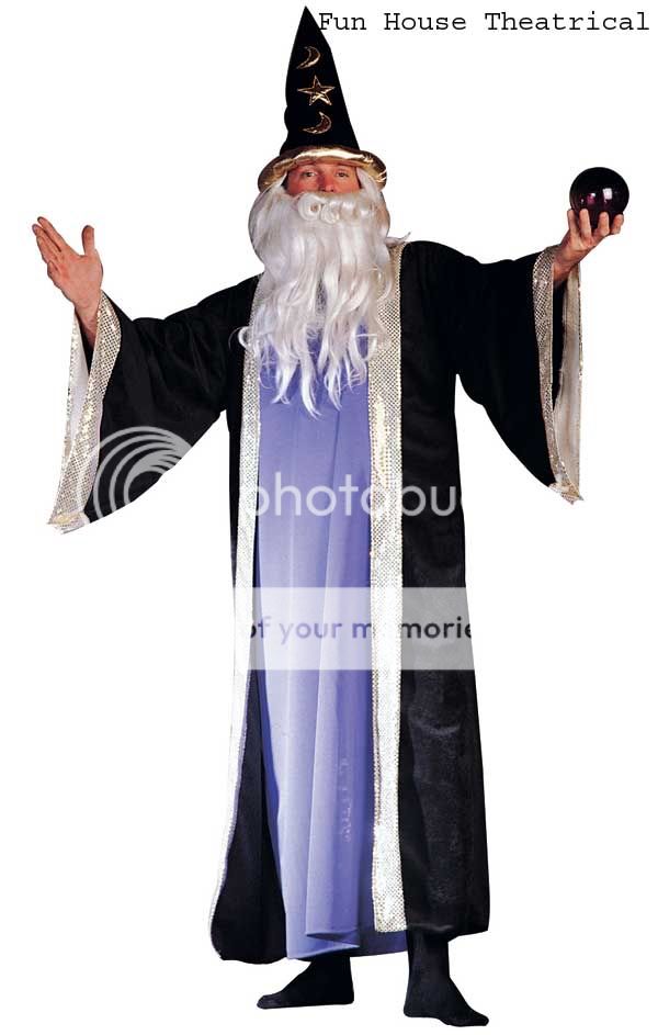 Merlin The Wizard Costume Black Robe Deluxe Adult 80113