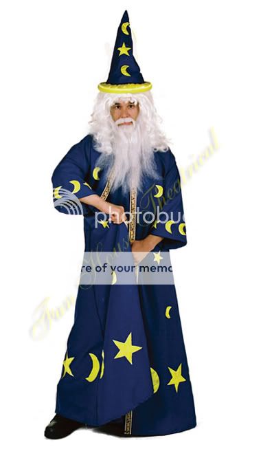 Merlin The Magician Wizard Spell Master Halloween Costume Blue Robe