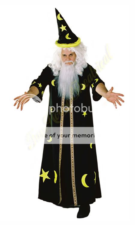 MERLIN WIZARD DARK POTION MASTER HALLOWEEN COSTUME Renaissance Robe ...