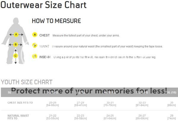 Burton Dryride Pants Size Chart