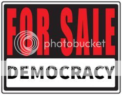 image of a For Sale sign with Democracy at the bottom