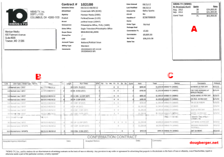 image of an Example of political ad buy form