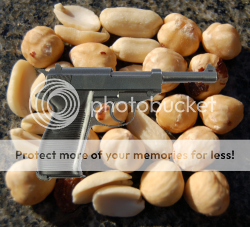 created image of a pistol on top of peanuts