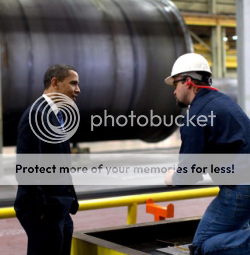 image of President Obama visits a wind turbine factory