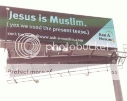 image of billboard with Jesus is Muslim message