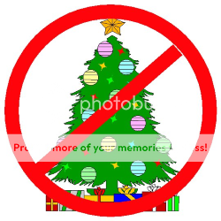 cartoon showing a line through a Christmas tree