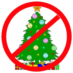 cartoon showing a line through a Christmas tree