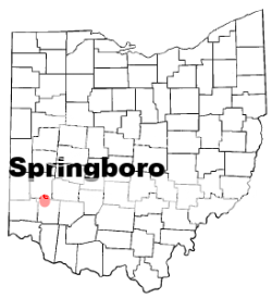 drawing showing location of Springboro Ohio