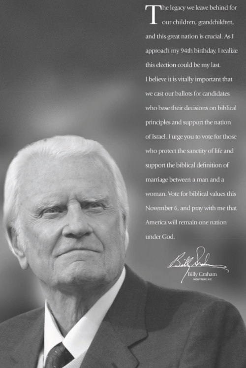 image of Rev. Billy Graham's electioneering ad