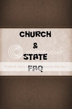 Book cover showing words Church and State FAQ