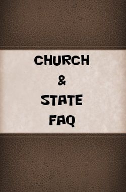 Book cover showing words Church and State FAQ