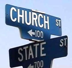 image of a street sign showing Church and State streets crossing