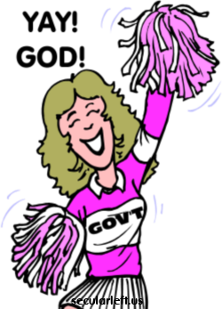 clipart of a cheerleader saying Yay God