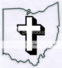 Outline of State of Ohio with a Latin Cross on top