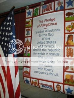 photo of a Pledge of Allegiance poster in a school