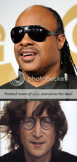 photos of Stevie Wonder and John Lennon