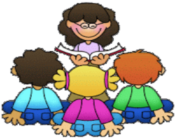 clipart of a teacher reading to a class