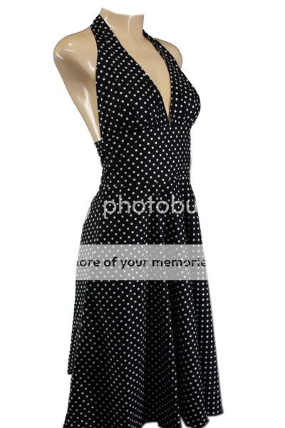 Schoenes knielanges Polka Dots Neckholderkleid im Marilyn Monroe 