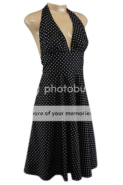 Schoenes knielanges Polka Dots Neckholderkleid im Marilyn Monroe 