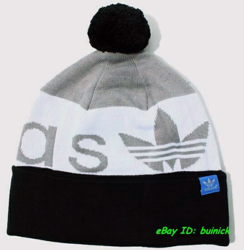 ADIDAS WOOLIE COLOR BLOCKING BEANIE Black Grey White Knitted trefoil 