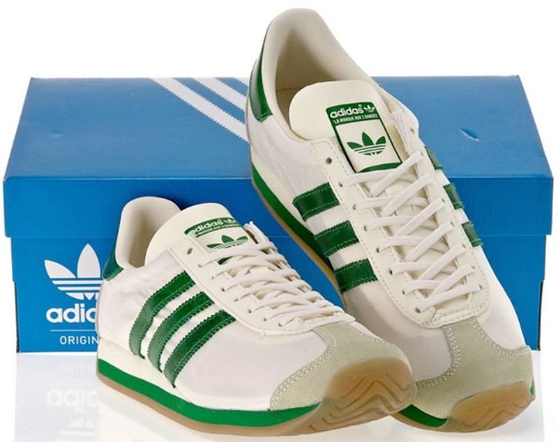 ADIDAS COUNTRY OG White-Green-Gum nylon-suede old school running ...