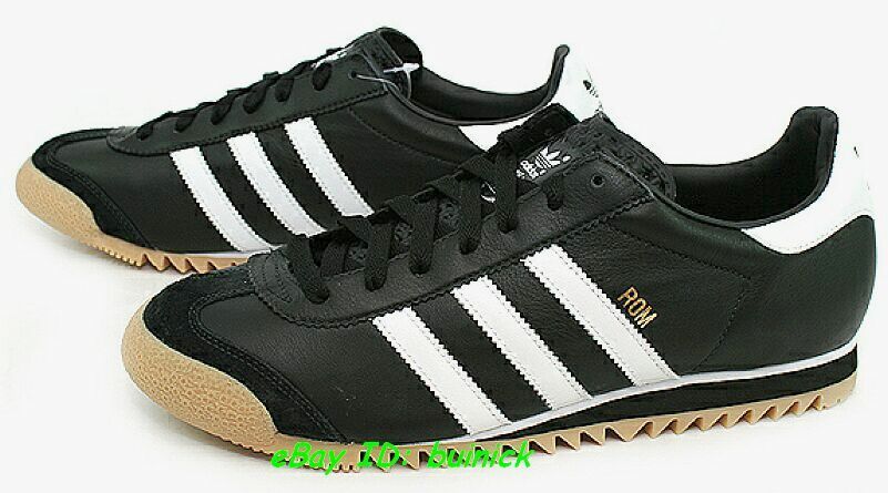 ADIDAS ROM Trainers Black White Gum kick country UK11  