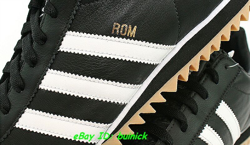 ADIDAS ROM Trainers Black White Leather Gum kick country UK10