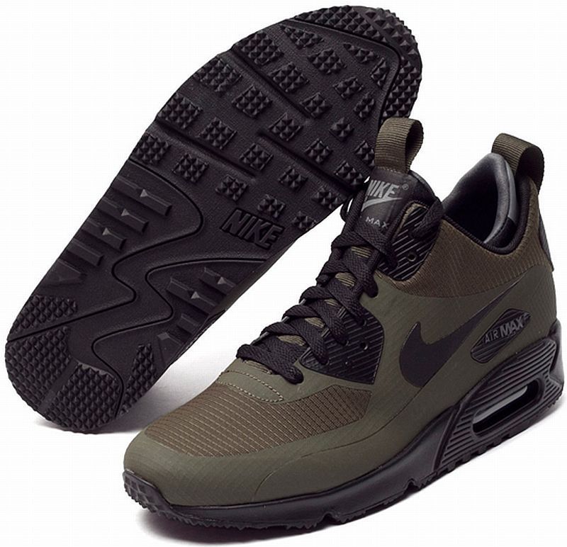 NIKE AIR MAX 90 MID WINTER Loden Green-Black-Grey training sneakers ...