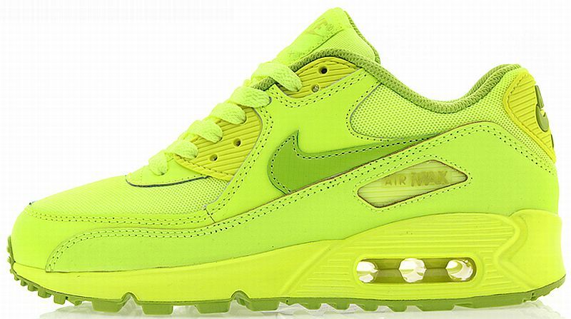 NIKE WOMENS GIRLS AIR MAX 90 GS Neon Green running sneakers youth new ...
